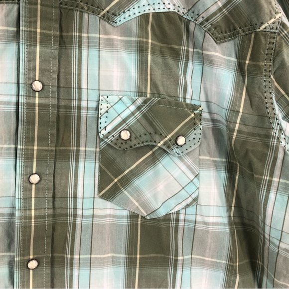 Resistol University Mens XL University Fit Plaid Western Pearl Snap L/S Shirt - Picture 2 of 10